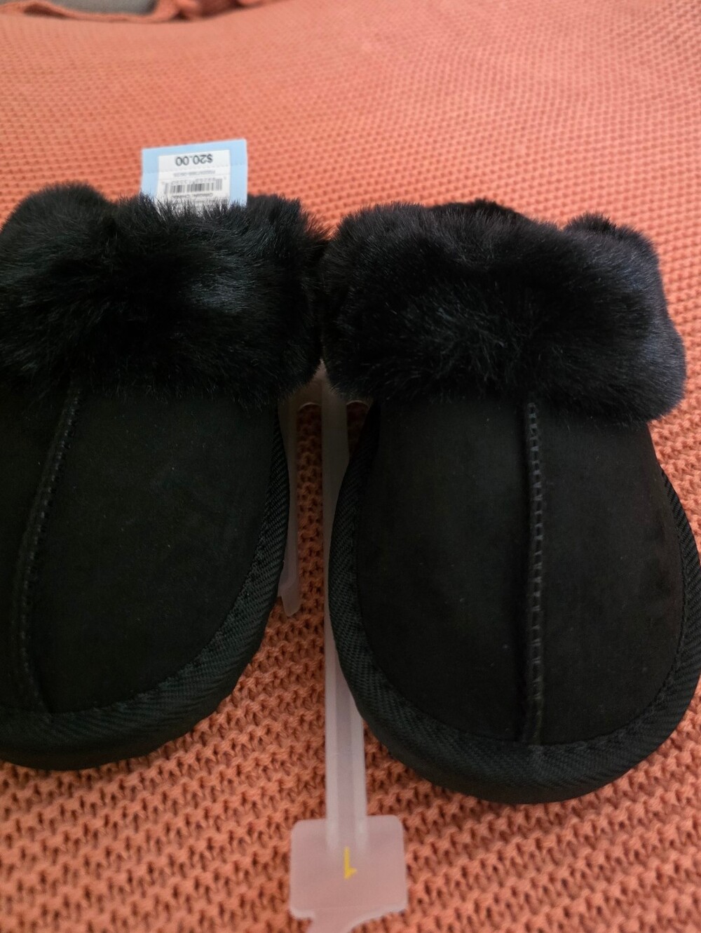 Cat & Jack Black Faux-Fur Slip-On Kids Slippers